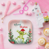かわいい赤メリークリスマスカエルSantaクリスマスパーティー ペーパープレート (パーティー)