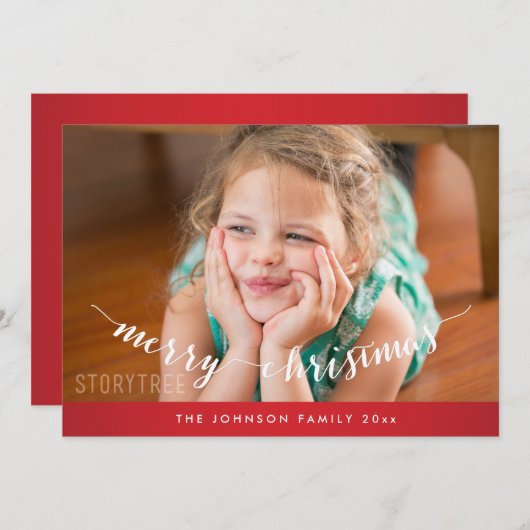 かわいい赤メリークリスマスカード シーズンカード (正面/裏面)