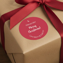 かわいい赤メリークリスマス母とパパギフトラベル ラウンドシール