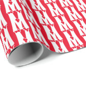 かわいい赤モノグラムのスノーフレークの手紙の休日 ラッピングペーパー (ロールコーナー)