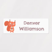 かわいい赤リスの幸せな漫画パーソナライズされた ラベル (デザイン2)