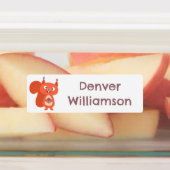 かわいい赤リスの幸せな漫画パーソナライズされた ラベル (貼付)