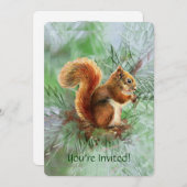 かわいい赤リスカスタムリージエイドバースデーパーティー招待状 招待状 (正面/裏面)