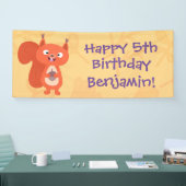 かわいい赤リスパーソナライズされたマンガの誕生日 横断幕 (トレードショー)