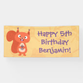 かわいい赤リスパーソナライズされたマンガの誕生日 横断幕 (横)