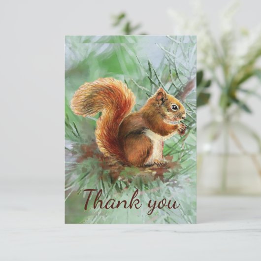 かわいい赤リス動物アートありがとう サンキューカード (スタンド正面)