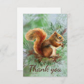 かわいい赤リス動物アートありがとう サンキューカード (正面/裏面)