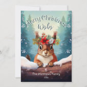 かわいい赤リス雪の森メリークリスマス シーズンカード (正面)