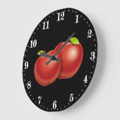 かわいい赤リンゴ愛好家のキッチンデコール ラージ壁時計 (傾斜)