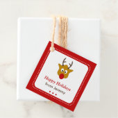 かわいい赤ルドルフのトナカイのクリスマスプレゼント フェイバータグ (インサイチュ)