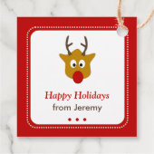 かわいい赤ルドルフのトナカイのクリスマスプレゼント フェイバータグ (裏面)