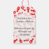 かわいい赤ロブスター動物のパターン ギフトタグ (裏面)