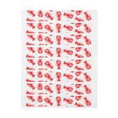 かわいい赤ロブスター動物のパターン ラップアラウンド宛名ラベル (シート)