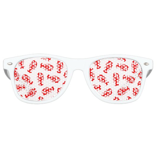かわいい赤ロブスター動物のパターン レトロサングラス (正面)