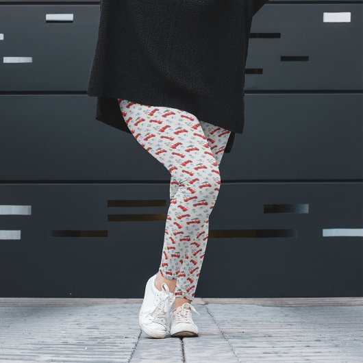 かわいい赤ヴィンテージカークリスマスパジャマパンツ レギンス