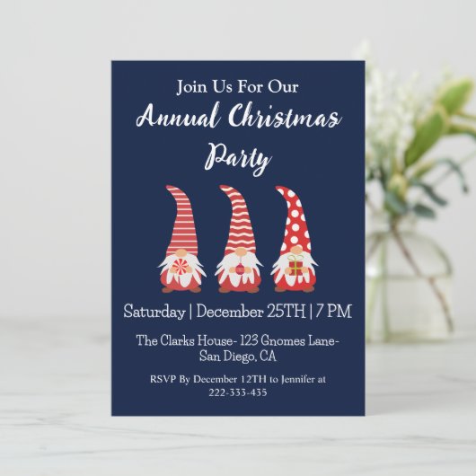 かわいい赤格言パーソナライズされたクリスマスパーティー 招待状 (スタンド正面)