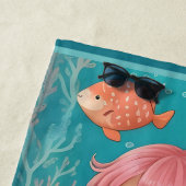 かわいい赤毛の人魚キッズ ビーチタオル (インサイチュ)