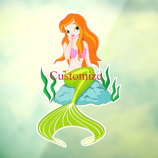 かわいい赤毛の人魚サンダー_コーブ ウィンドウサイン (シート3)