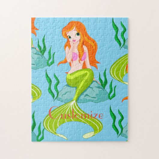 かわいい赤毛の人魚サンダー_コーブ ジグソーパズル (縦)