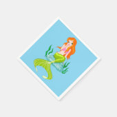 かわいい赤毛の人魚サンダー_コーブ スタンダードカクテルナプキン (角)