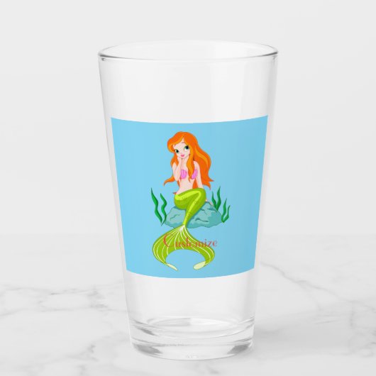 かわいい赤毛の人魚サンダー_コーブ タンブラーグラス (正面)