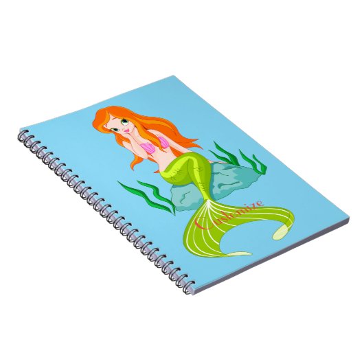 かわいい赤毛の人魚サンダー_コーブ ノートブック (右側)