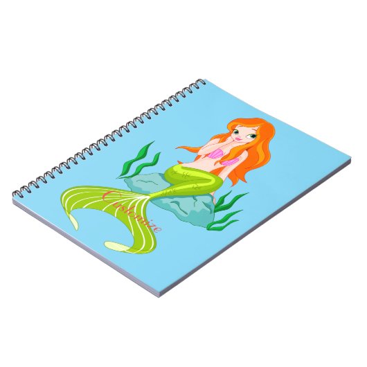 かわいい赤毛の人魚サンダー_コーブ ノートブック (左側)