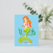 かわいい赤毛の人魚サンダー_コーブ ポストカード (スタンド正面)