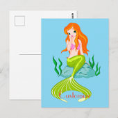 かわいい赤毛の人魚サンダー_コーブ ポストカード (正面/裏面)