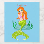 かわいい赤毛の人魚サンダー_コーブ ワインラベル (シングルラベル)