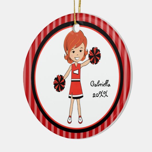かわいい赤毛チアリーダーのクリスマスの飾り セラミックオーナメント (左)