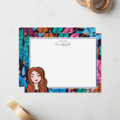 かわいい赤毛ライトスキントーン文房具 ノートカード (正面/裏面インサイチュ)