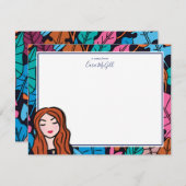 かわいい赤毛ライトスキントーン文房具 ノートカード (正面/裏面)