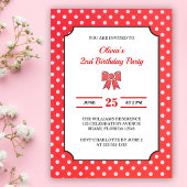 かわいい赤水玉模様ガール2nd誕生日パーティー 招待状