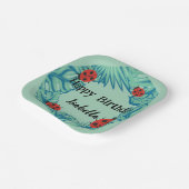 かわいい赤水玉模様ラディバグジャングル離れ誕生日 ペーパープレート (傾斜あり)