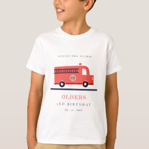 かわいい赤海軍消防車エンジンアニーエイジ誕生日 Tシャツ