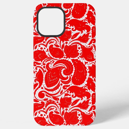 かわいい赤白ペイズリー模様 iPhoneケース (裏面)