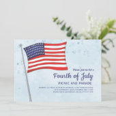 かわいい赤白青7月4日フラグQRコード 招待状 (スタンド正面)