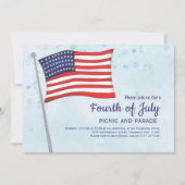 かわいい赤白青7月4日フラグQRコード 招待状 (正面)