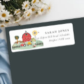 かわいい赤納屋周囲の庭ファーム動物の赤ちゃんシャワーアドレス ラベル