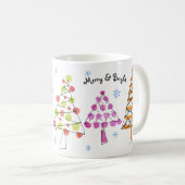 かわいい赤緑のピンクのクリスマスツリーの名前 コーヒーマグカップ (正面右)