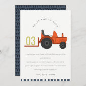 かわいい赤錆の農場トラクター 子供のあらゆる年齢の誕生日 サンキューカード (正面/裏面)