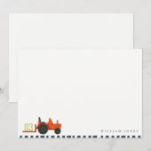 かわいい赤錆の農場トラクター　子供のあらゆる年齢の誕生日 ノートカード (正面/裏面)