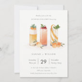 かわいい赤面オレンジフルーツカクテルプールパーティー招待状 サンキューカード (正面)