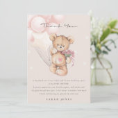 かわいい赤面クマ心待ちバルーンベイビーシャワー サンキューカード (スタンド正面)