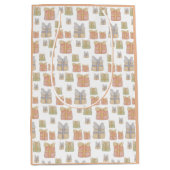 かわいい赤面クリスマスプレゼント手絵を描芸術 ミディアムペーパーバッグ (正面)