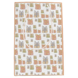 かわいい赤面クリスマスプレゼント手絵を描芸術 ミディアムペーパーバッグ