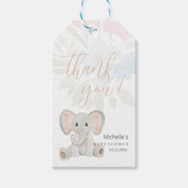 かわいい赤面ゾウ水彩イラストレーション ギフトタグ