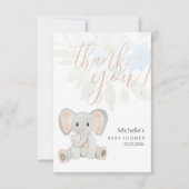 かわいい赤面ゾウ水彩イラストレーション サンキューカード (正面)