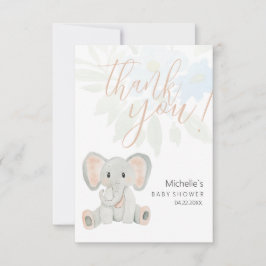 かわいい赤面ゾウ水彩イラストレーション サンキューカード